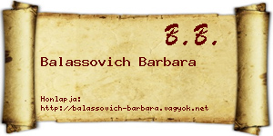 Balassovich Barbara névjegykártya